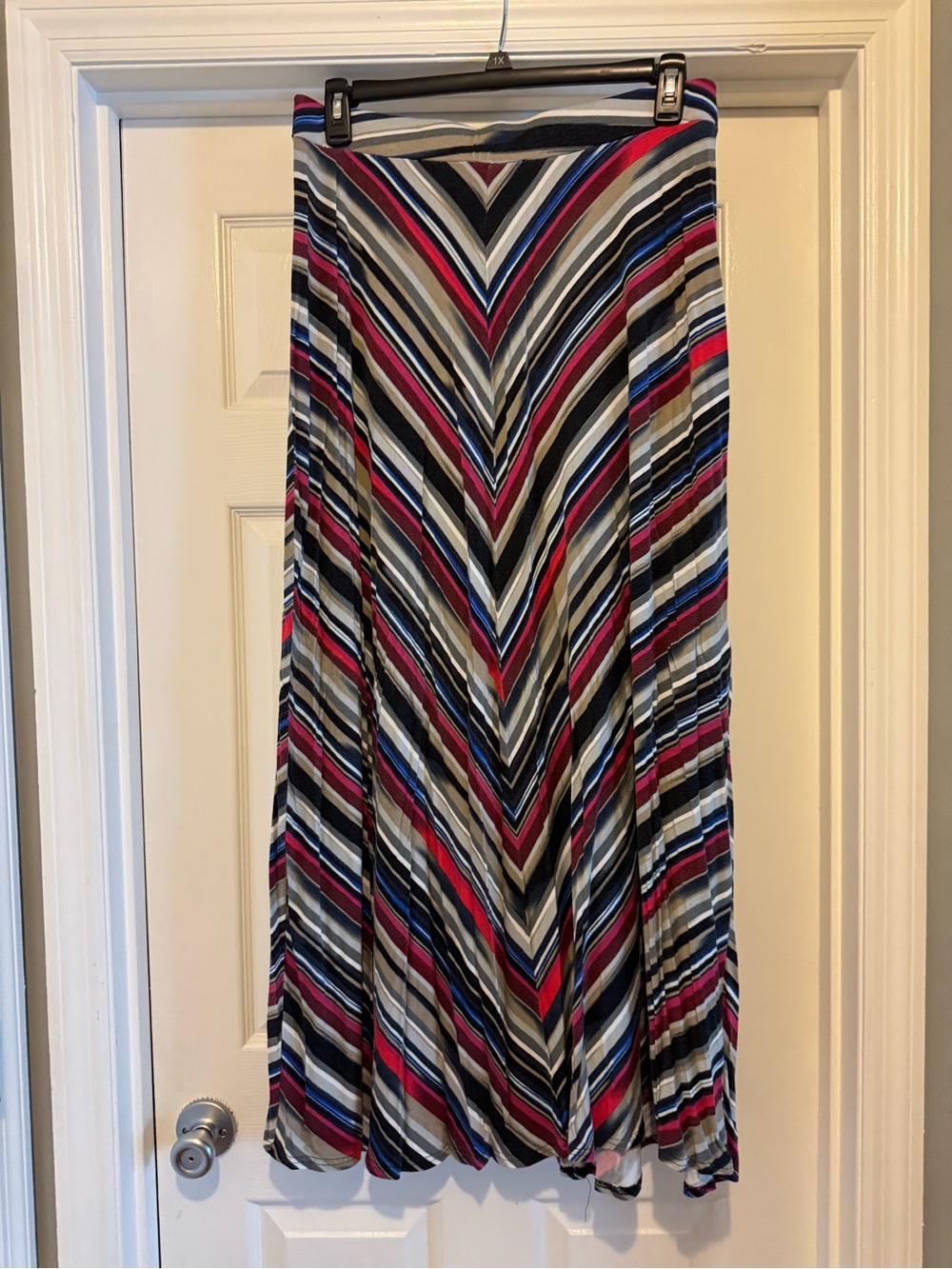 Lane Bryant Striped Chevron Maxi Skirt in Black, Pink, Blue